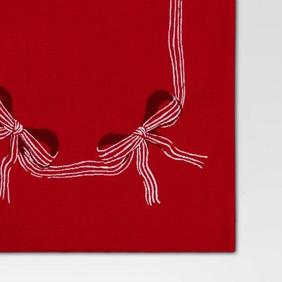 72"x14" Bow Table Runner - Threshold: Geometric Cotton, Traditional Christmas Decor, OEKO-TEX Certified