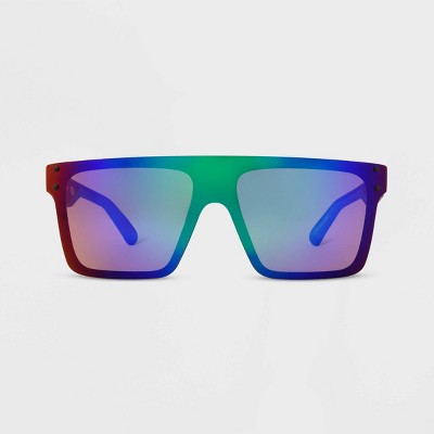 Men's Matte Plastic Shield Sunglasses - All In Motion Charcoal Gray