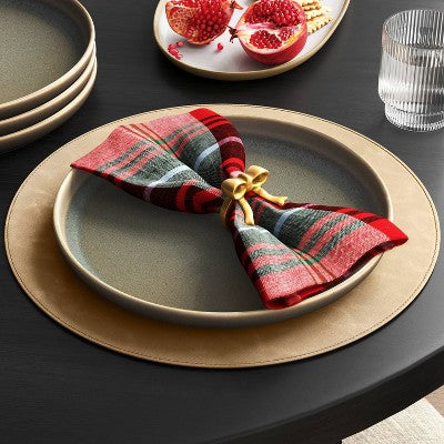 Faux Leather Charger Gold - Threshold: Modern Round Placemat, Solid Pattern, Christmas Decor, 15" Polyurethane