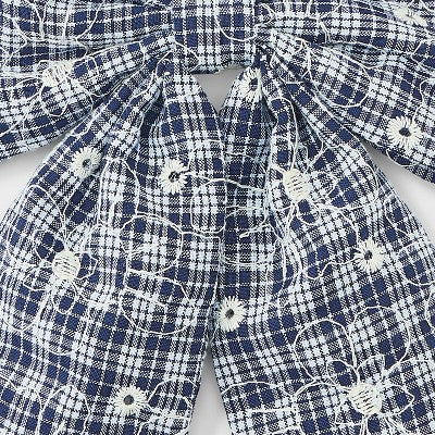 Gingham Check Long Tail Hair Bow - Universal Thread Navy Blue: Fashion Barrette, Classic Pattern,