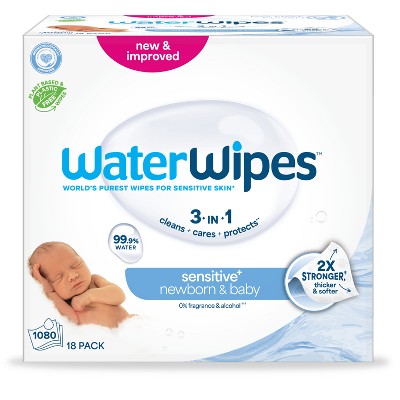 WaterWipes Sensitive+ Newborn & Baby Wipes, 3-In-1 Cleans, Cares, Protects, 99.9% Water, Unscented & Hypoallergenic - 1080ct (LOCAL PICKUP ONLY)