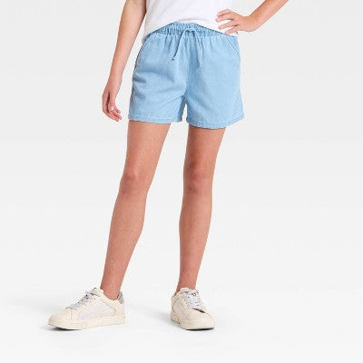 Girls' Pull-On Woven Shorts - Cat & Jack Light Wash XXL