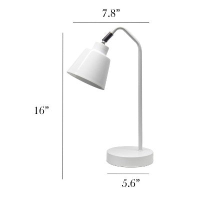 Simple Designs Sleek Essentials Adjustable Metal Desk Lamp White
