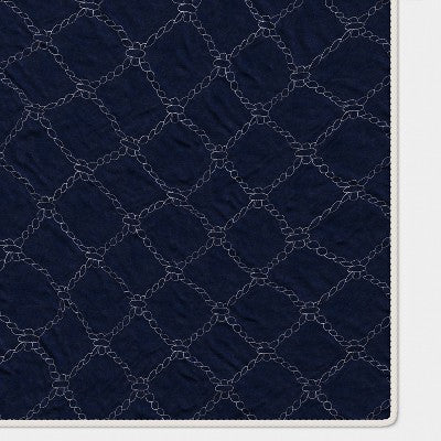 Quilted Net Throw Blanket Blue/Neutral - Room Essentials