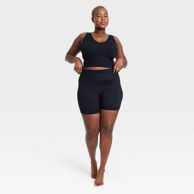 Women's Seamless Ribbed Bike Shorts - Colsie Black XS