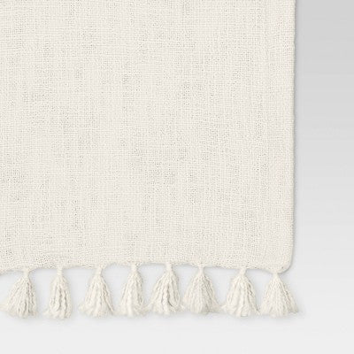 108"x14" Cotton Textured Table Runner Ivory - Threshold: Farmhouse Style, Machine Washable, Fall Decor