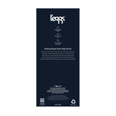 L'eggs Women's Striped 360 Contour Sheer Knee Highs - Black One Size Fits Most: Recycled Nylon, Stripe Pattern