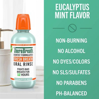 TheraBreath Fresh Breath Mouthwash - Eucalyptus Mint - 16 fl oz: Paraben-Free, Phthalate-Free, Formaldehyde-Free