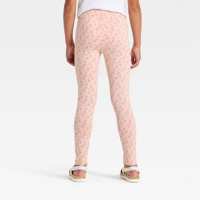Girls' Floral Leggings - Cat & Jack Clay Pink S Slim