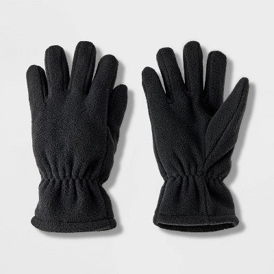 Boys' Fleece Regular Gloves - Cat & Jack Black 4-7