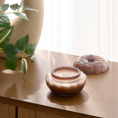 2 Wick Small Glass Fall Pumpkin Candle Warm Cider & Cinnamon Jar - Threshold: Fall