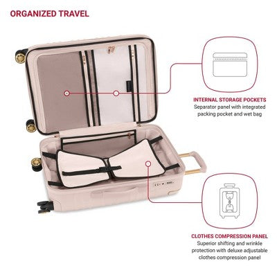 SWISSGEAR Cascade II Medium Checked Spinner Wheels Suitcase 8 Wheel 33 lb Capacity - Rose (LOCAL PICKUP ONLY)