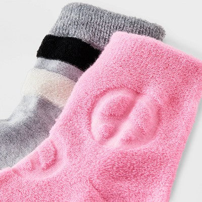 Girls' 2pk French Terry Peace Sign Socks - art class Gray/Pink S