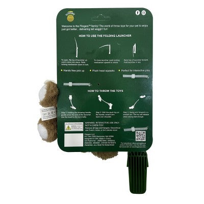 Flingerz Pet Furry Squirrel with Launcher Plush Dog Toy