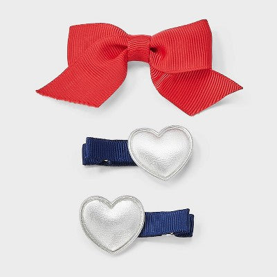 Toddler Girls' Americana 4pk Stars & Striped Headband Clip Set - Cat & Jack Red/White/Blue