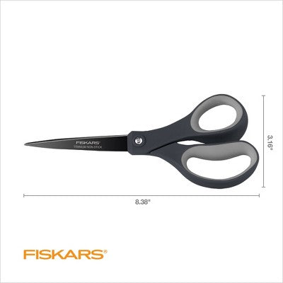 Fiskars Performance 8" Softgrip Non-Stick Titanium Fashion Scissors Black