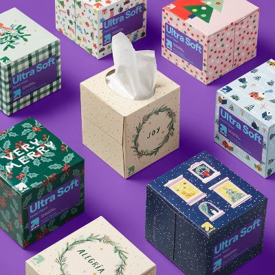 Holiday Ultra Soft Facial Tissue - Joy - 65ct - up&up