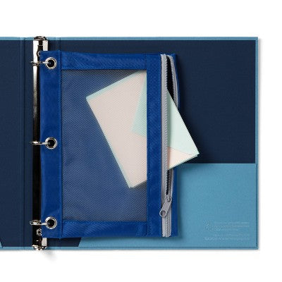 Mesh Binder Pencil Pouch Navy - up&up