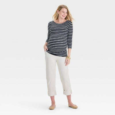 Womens 3/4 Sleeve Boatneck Maternity T-Shirt XS