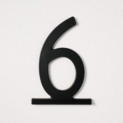 5" Metal House Number 6 Plaque Matte Black - Hearth & Hand with Magnolia: Aluminum Alloy, Address Numbers, Powder-Coated