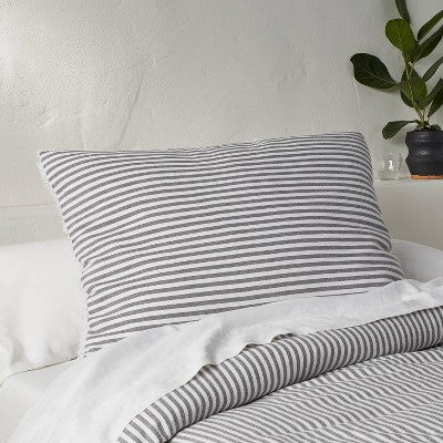 King Euro 26''x34'' Heavyweight Linen Blend Stripe Decorative Throw Pillow Dark Gray - Casaluna: Removable Cover, Indoor Use (LOCAL PICKUP ONLY)