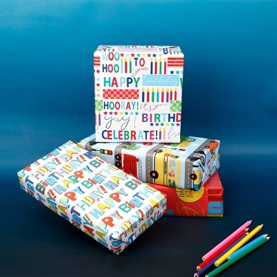 Bows And Sparkles Birthday Gift Wrapping Paper Colorful (LOCAL PICKUP ONLY)