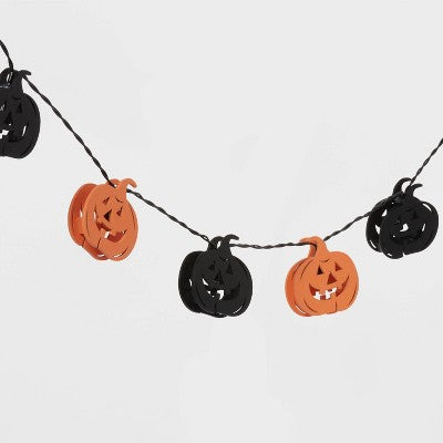 10ct LED Wood Pumpkin Halloween String Lights - Hyde & EEK! Boutique