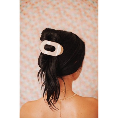 TELETIES Medium Flat Round Hair Clip - Almond Beige