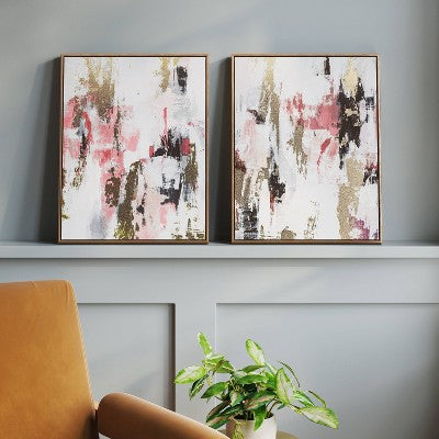 (Set of 2) 16"x20" Foil Abstract Canvas Framed Arts - Threshold
