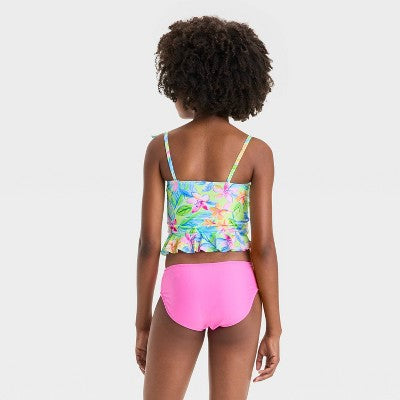 Girls' Paradise Coast Floral Printed Tankini Set - Cat & Jack L
