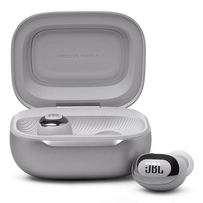 JBL Live Buds 3 Noise-Cancelling Earbuds with Smart Case (Silver)