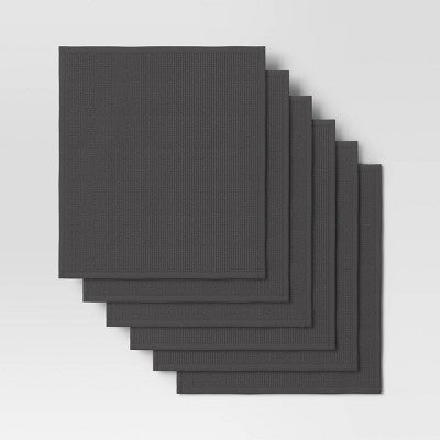 6pc Bar Mops Kitchen Textile Gray - Room Essentials: Cotton Terry Dish Towels, OEKO-TEX Certified, 18"x16"