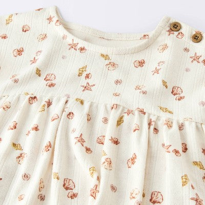 Baby Girls' Costal Ribbed Romper - Cloud Island White 0-3M