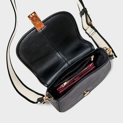 Saddle Crossbody Bag - A New Day Black/Natural
