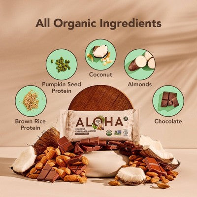 ALOHA Coconut Chocolate Almond Plant-Based Protein Bars - 14g Protein - 9.88oz/5ct