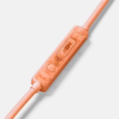 Wired On-Ear Translucent Jelly Headphones - heyday Peach: Built-In Microphone, 3.5mm Jack