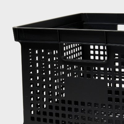 30.6qt Crate Utility Storage Bin Black - Brightroom