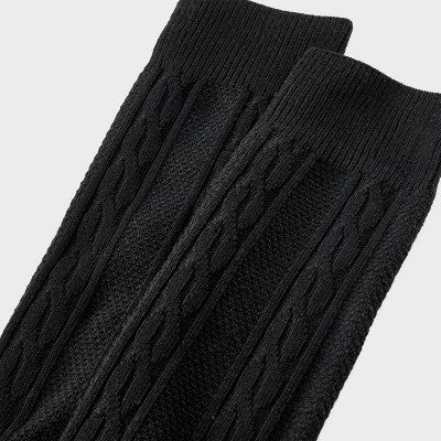Women's Cable Supersoft Over the Knee Boot Socks - Universal Thread Black 4-10