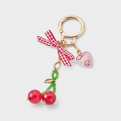 Gingham Bow and Cherry Handbag Charm - A New Day Red