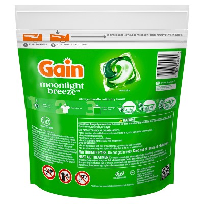 Gain Flings Moonlight Breeze Laundry Detergents - 31ct: Resealable Bag, Odor Control, Concentrated, Paraben-Free