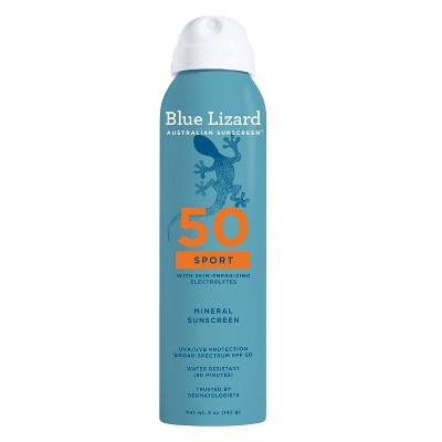 Blue Lizard Sport Mineral Sunscreen Spray - SPF 50+ - 5oz: Whole Body, Paraben-Free, Vegan, Unscented