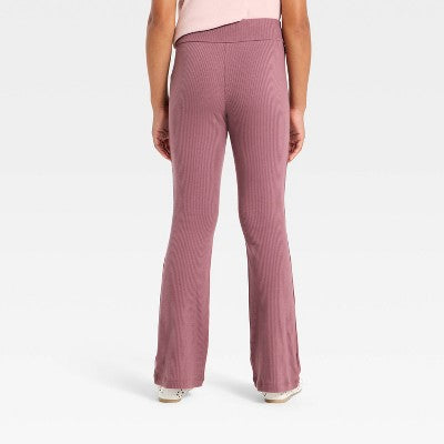 Girls' Ribbed Flare Leggings - Cat & Jack Rose Pink XS