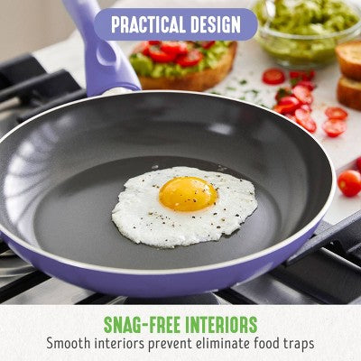 GreenLife Essentials 8" Ceramic Nonstick Aluminum Fry Pan Veri Peri: Dishwasher-Safe, Smooth Surface Induction Compatible