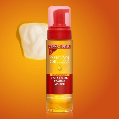 Creme of Nature Argan Oil Style and Shine Foaming Mousse - 7.0 fl oz: For Coily, Coarse, Curly Hair