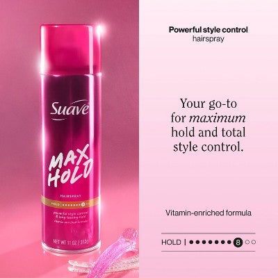 Suave Max Hold Scented Hairspray - 11oz: Styling & Securing Spray for All Hair Types