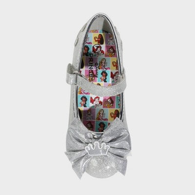 Toddler Girls' Disney Mary Jane Heels - Silver 6T: Adjustable Strap, Block Heel, Textured Outsole