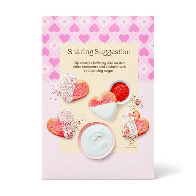 Valentine's Heart Shaped Strawberry Shortbread Cookies with White Chocolate Chips - 7oz - Favorite Day