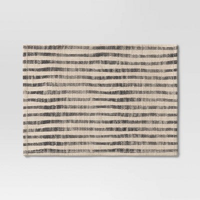 2pk Placemat Khaki/Black Striped - Threshold