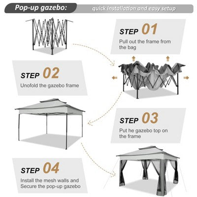 COBIZI Pop Up Gazebo 11x11 One-Push Canopy Tent, Carpas Para Patio (LOCAL PICKUP ONLY)