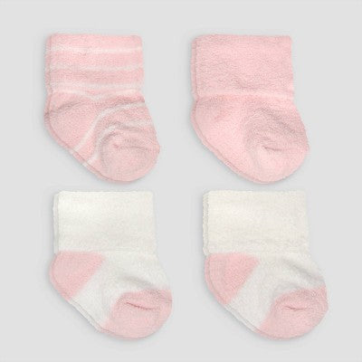 Carter's Just One You Baby Girls' 4pk Chenille Socks - Pink 3-12M: Lightweight Knit Ankle Socks, Solid & Stripes, Machine Washable